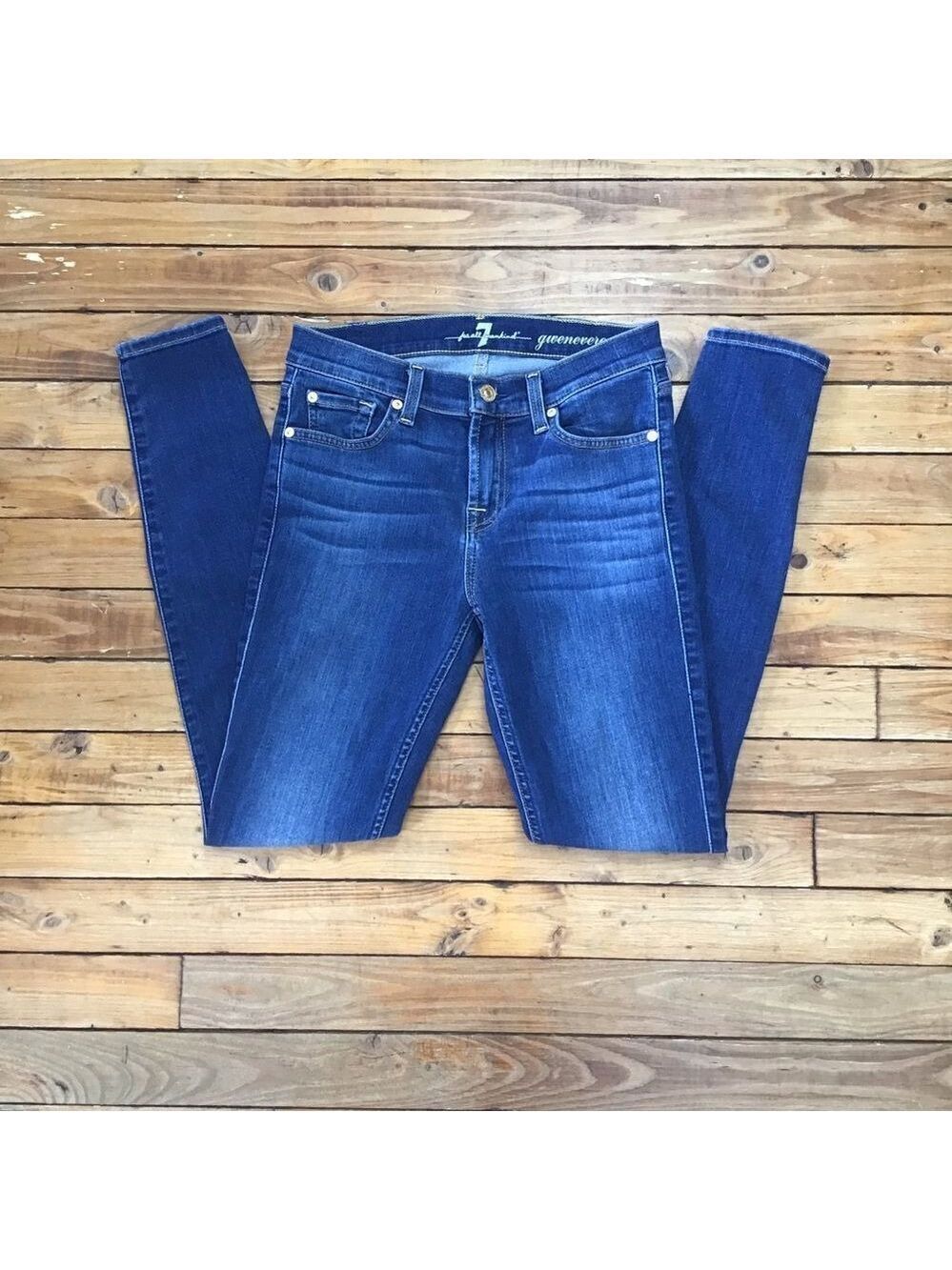 SEVEN for all mankind 7FAM Gwenevere high waisted skinny blue stretchy denim 25